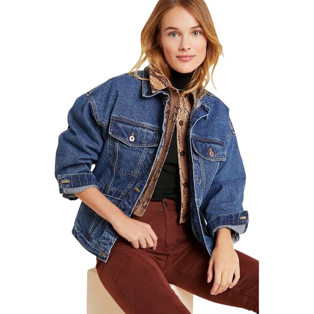 Anthropologie Pilcro Denim Utility Blue Denim Jeans Jacket Size S NWT